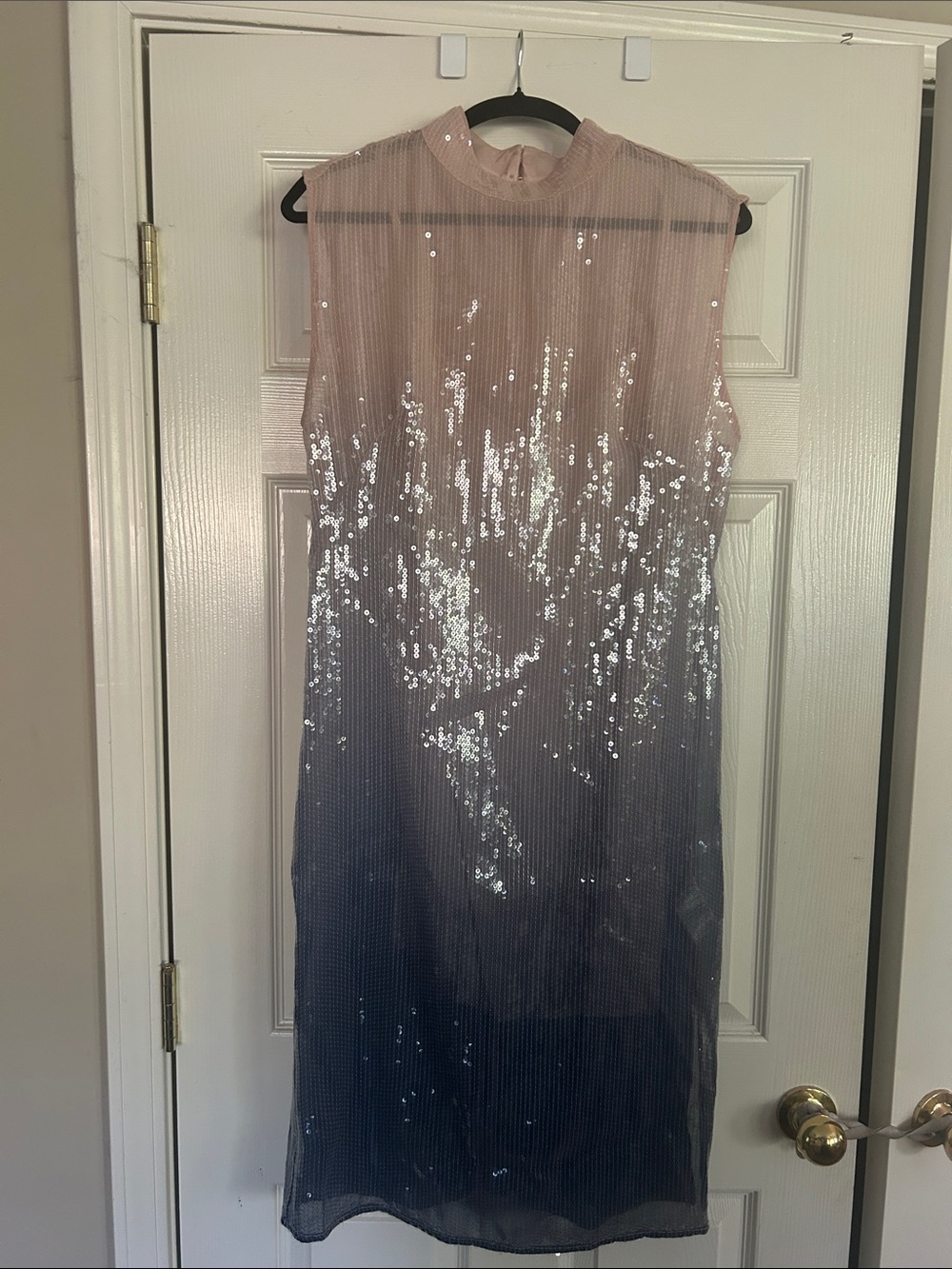 Anthropologie Blush-to-Gray Sequin Ombre Shift Dress